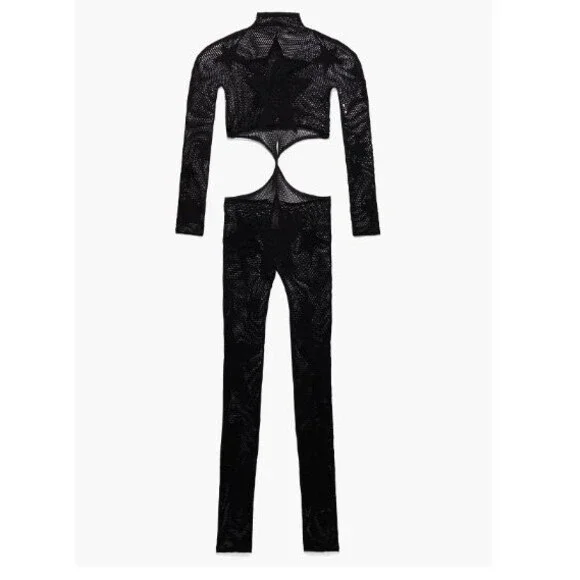 Savage X Fenty Black Shining Star Bodystocking Twist Catsuit Fishnet One Size - Picture 2 of 7
